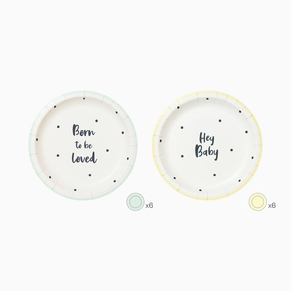 Platos "Born to be Loved" & "Hey Baby" / Pack 12 uds