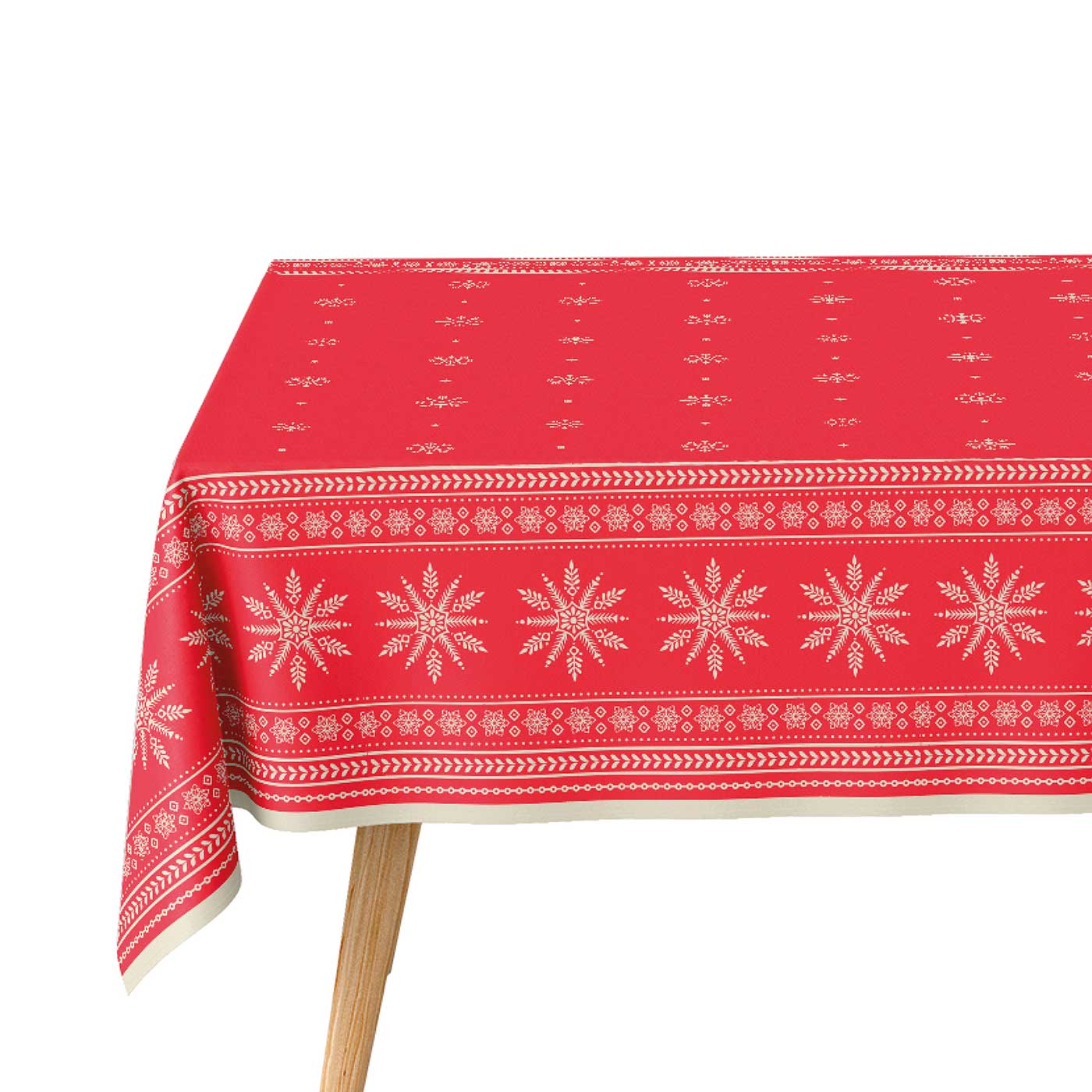 Roll Weihnachten Tischdecke Schneeflocken 1.20 x 2,50 m rot