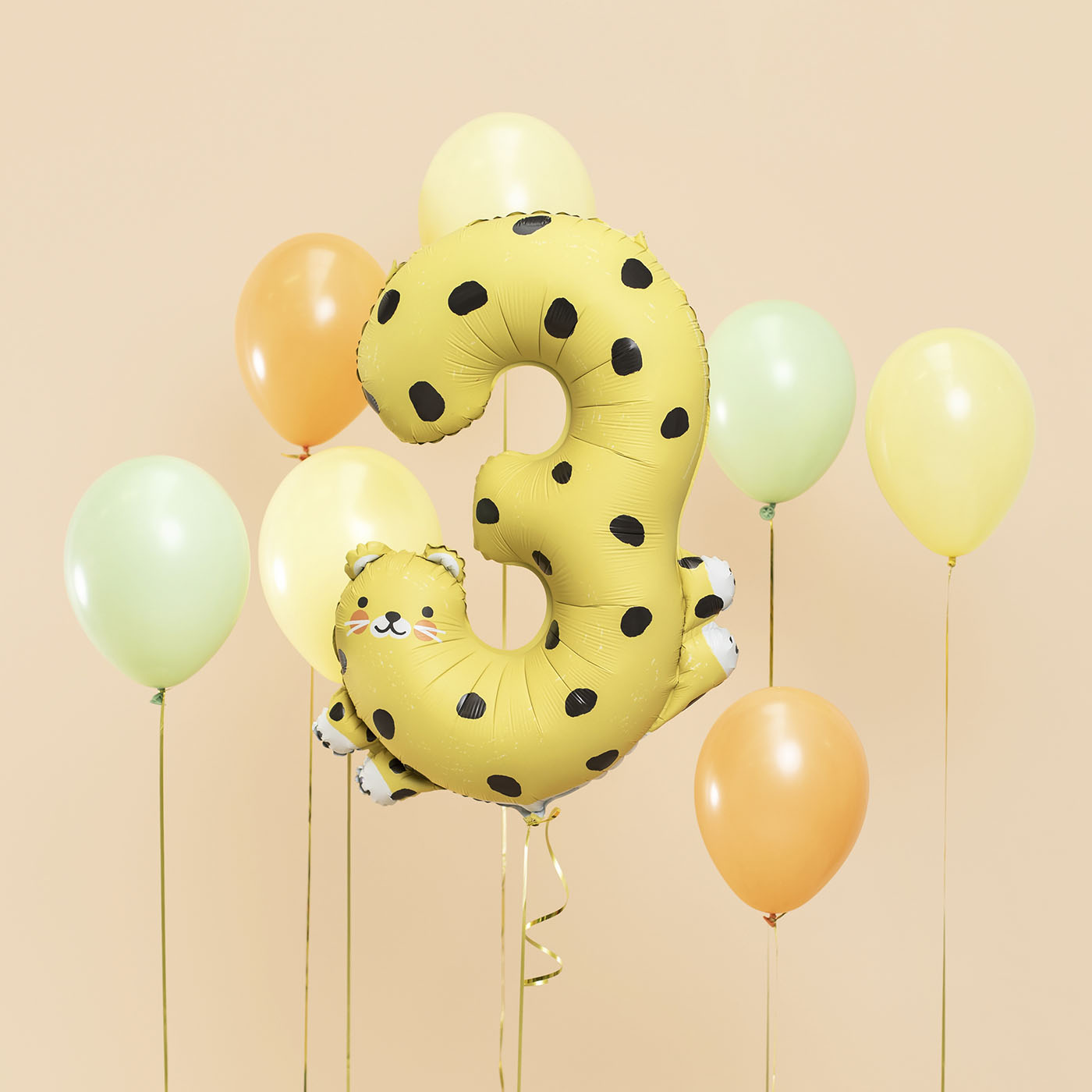 Balloon number 3 foil leopardo