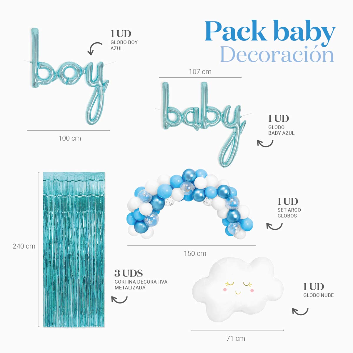 Kit de decoração de ambiente azul do chá de bebê
