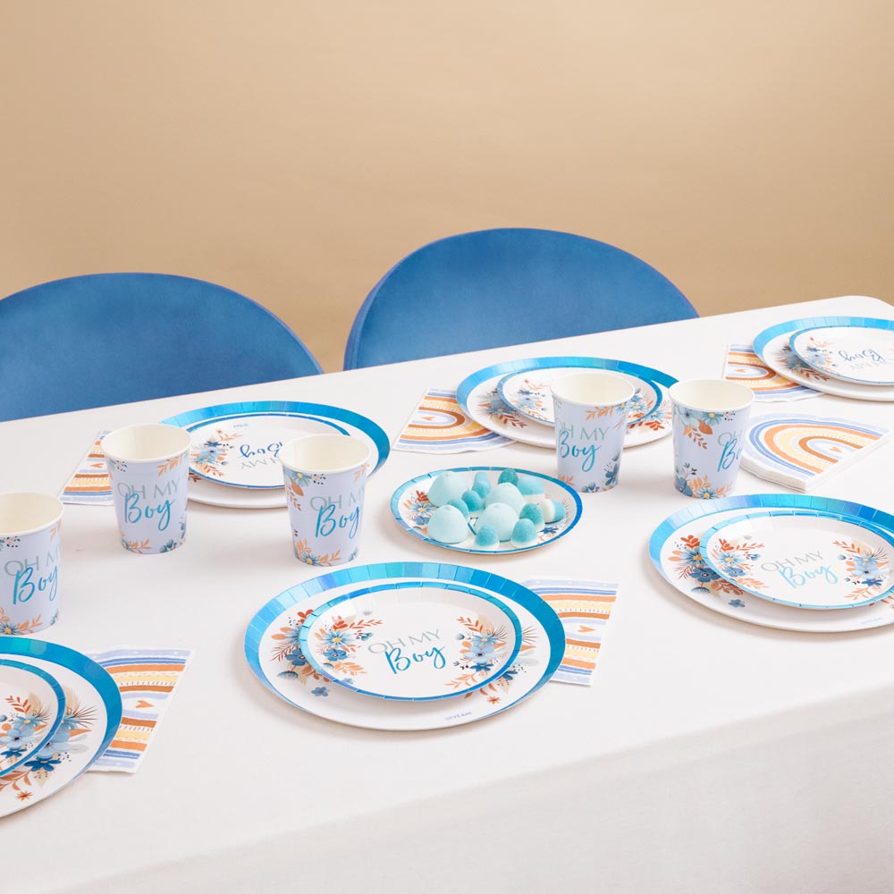 Kit da tavolo di base 6 persone baby shower blu