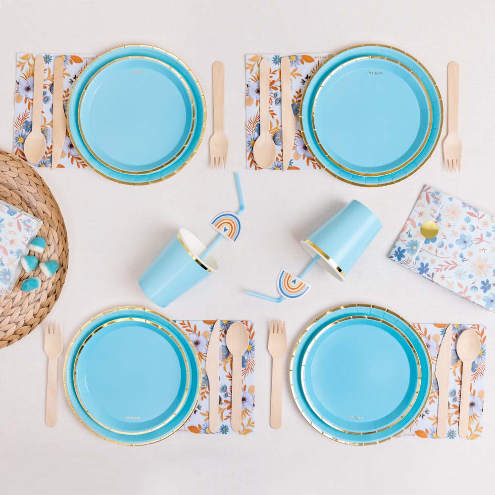 Kit de table premium 12 personnes de communion bleu