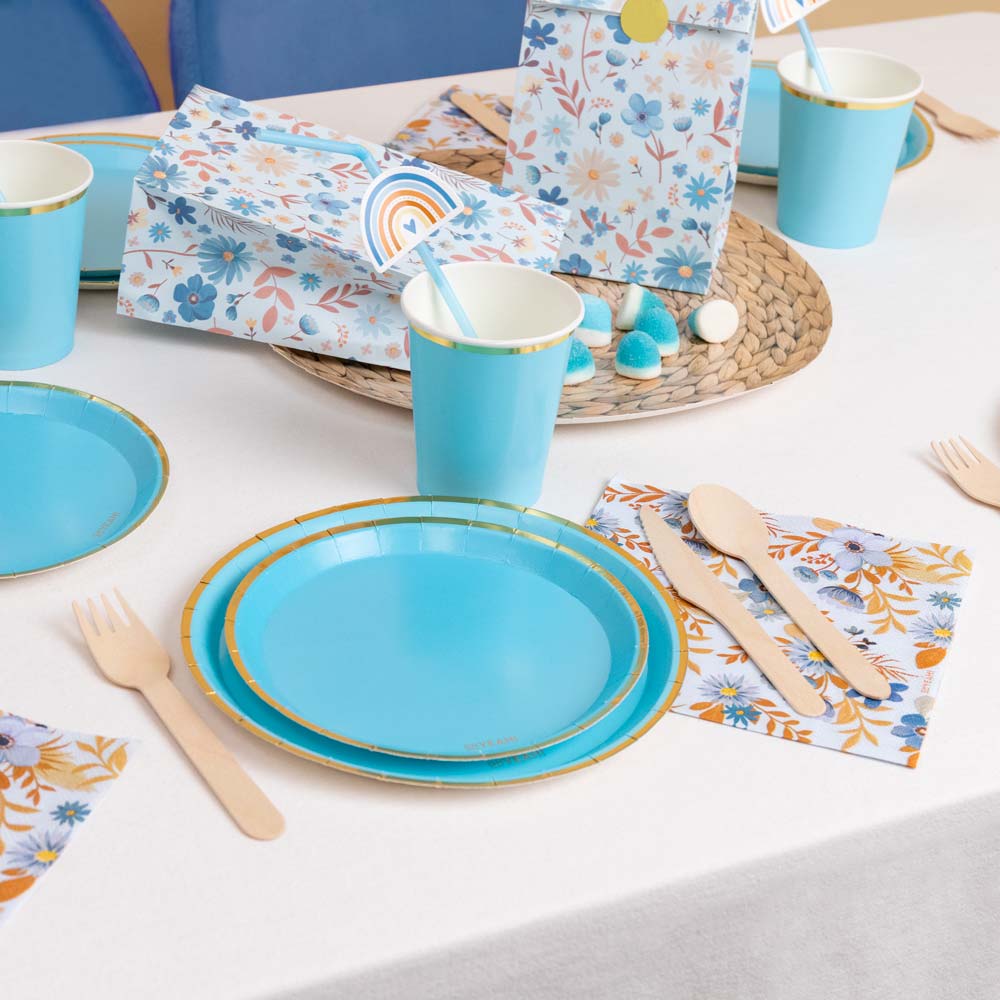 Kit de table premium 12 personnes de communion bleu