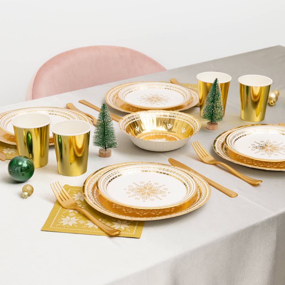 Gold embroidery metallic paper napkins