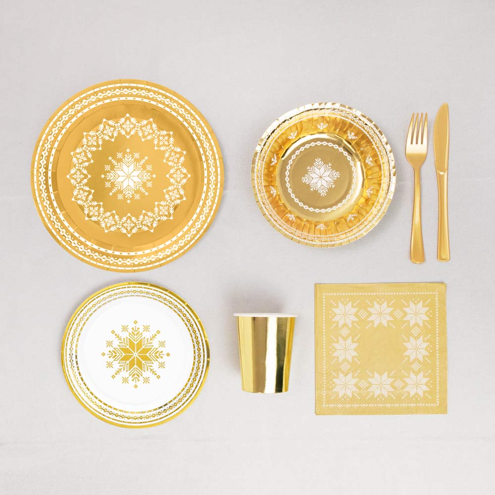 Gold gesticktes Premium -Tisch -Kit 12 Personen