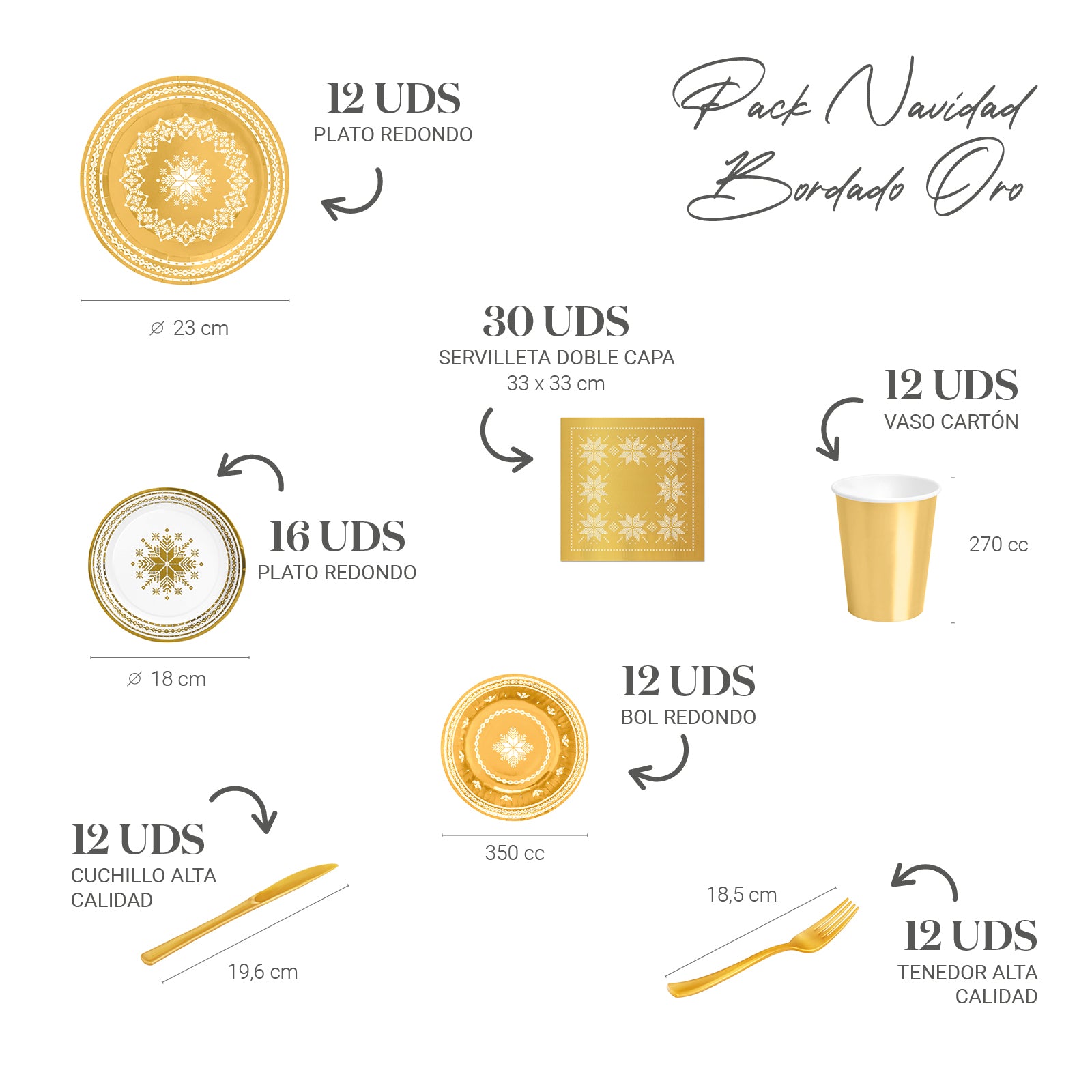 Gold Embroidered Premium Table Kit 12 people