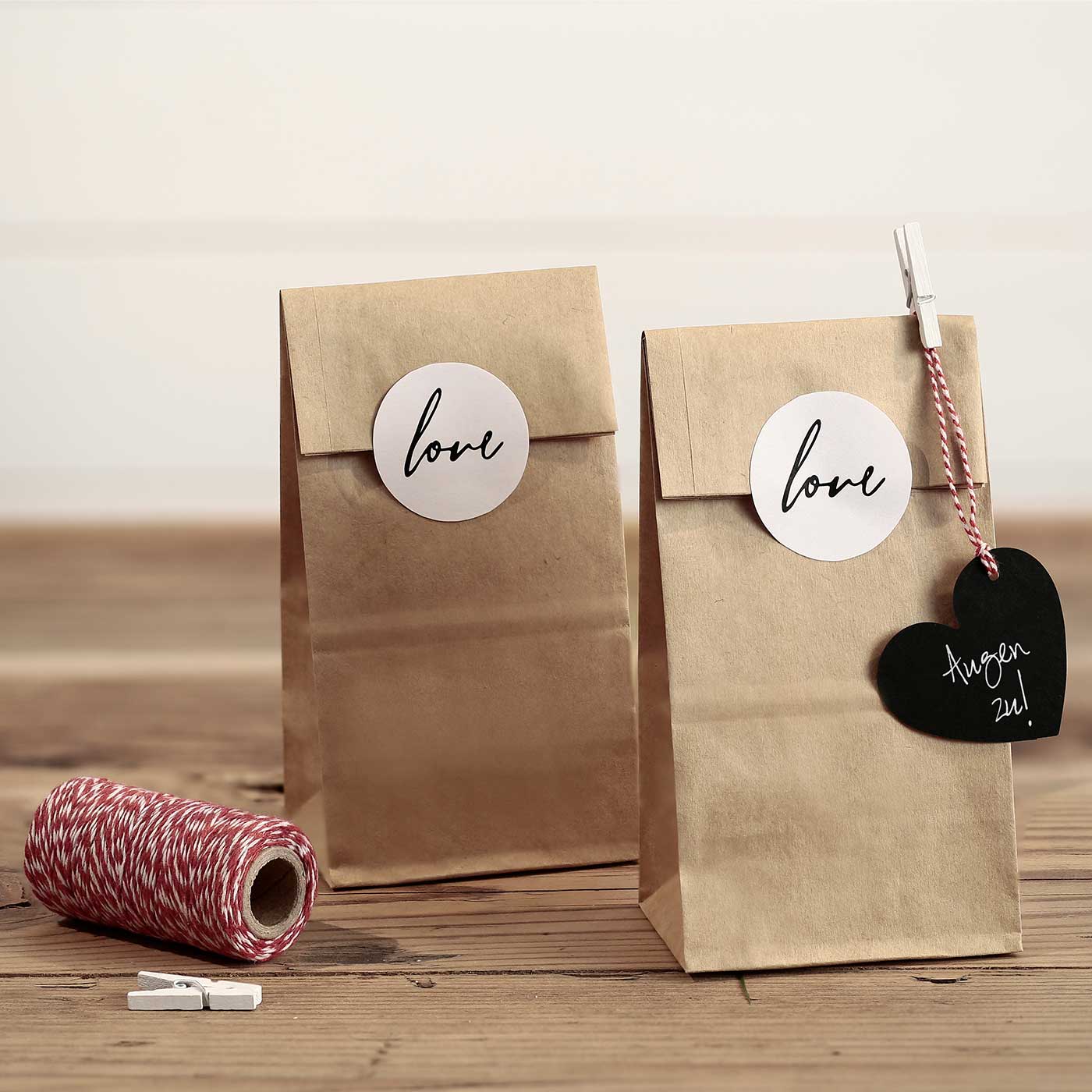 "Love" Kraft gift bags