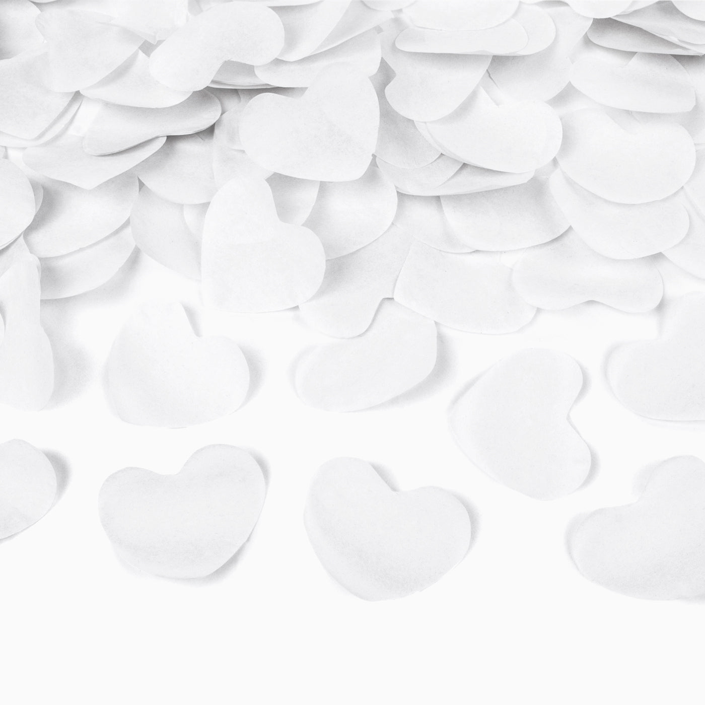 Confeti white hearts 60 cm biodegradable paper