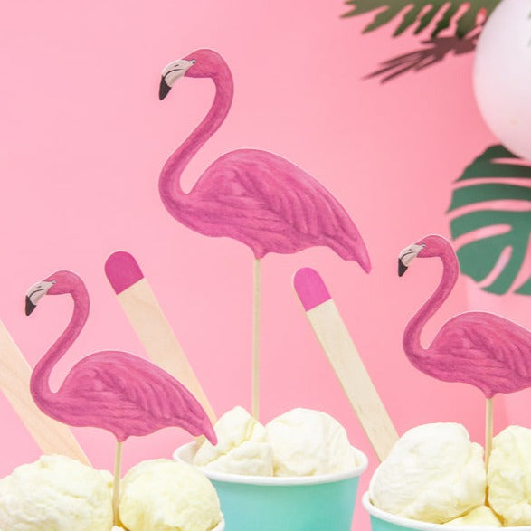 Topper Tarta Cartón Flamingo