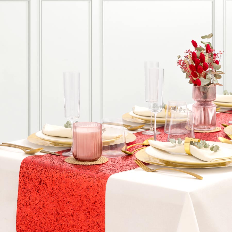 Red glitter table path