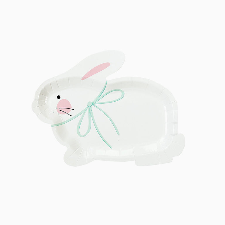 Plato con forma de conejo en color blanco. Plato ideal para fiesta infantil o para celebrar pascua