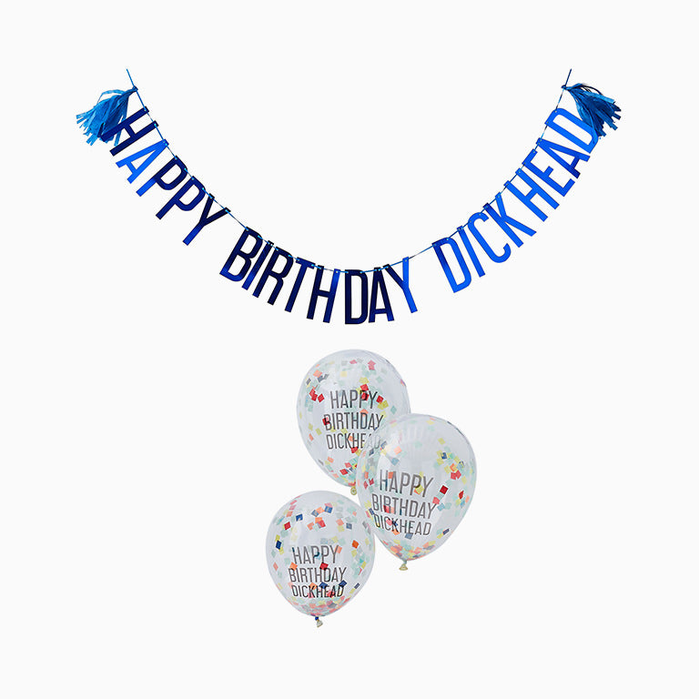 Balloon Kit and Guirnalda "Happy Birthday Dickhead"