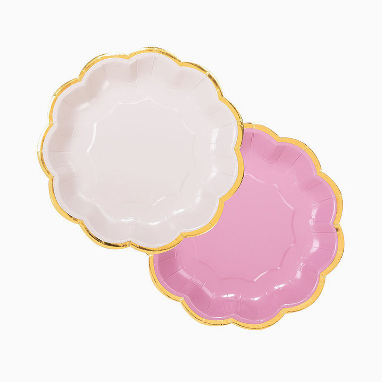 Platos Cartón Postre Ø 18 cm Forma Flor para fiestas elegantes