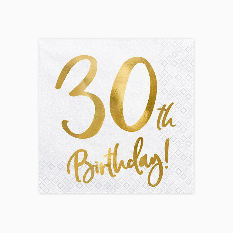 Servilletas Papel "30th Birthday" / Pack 20 uds
